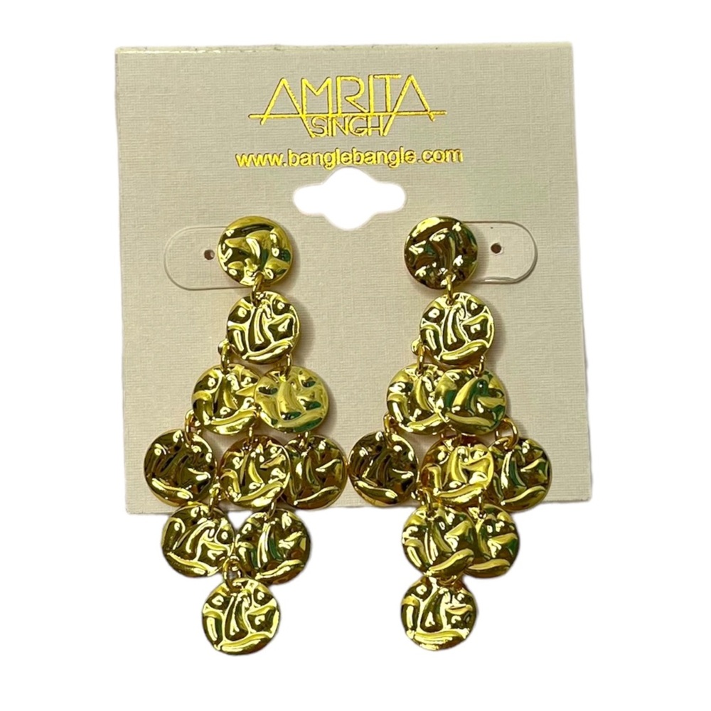 Amrita Singh gold colored tiered chandelier dangle earrings